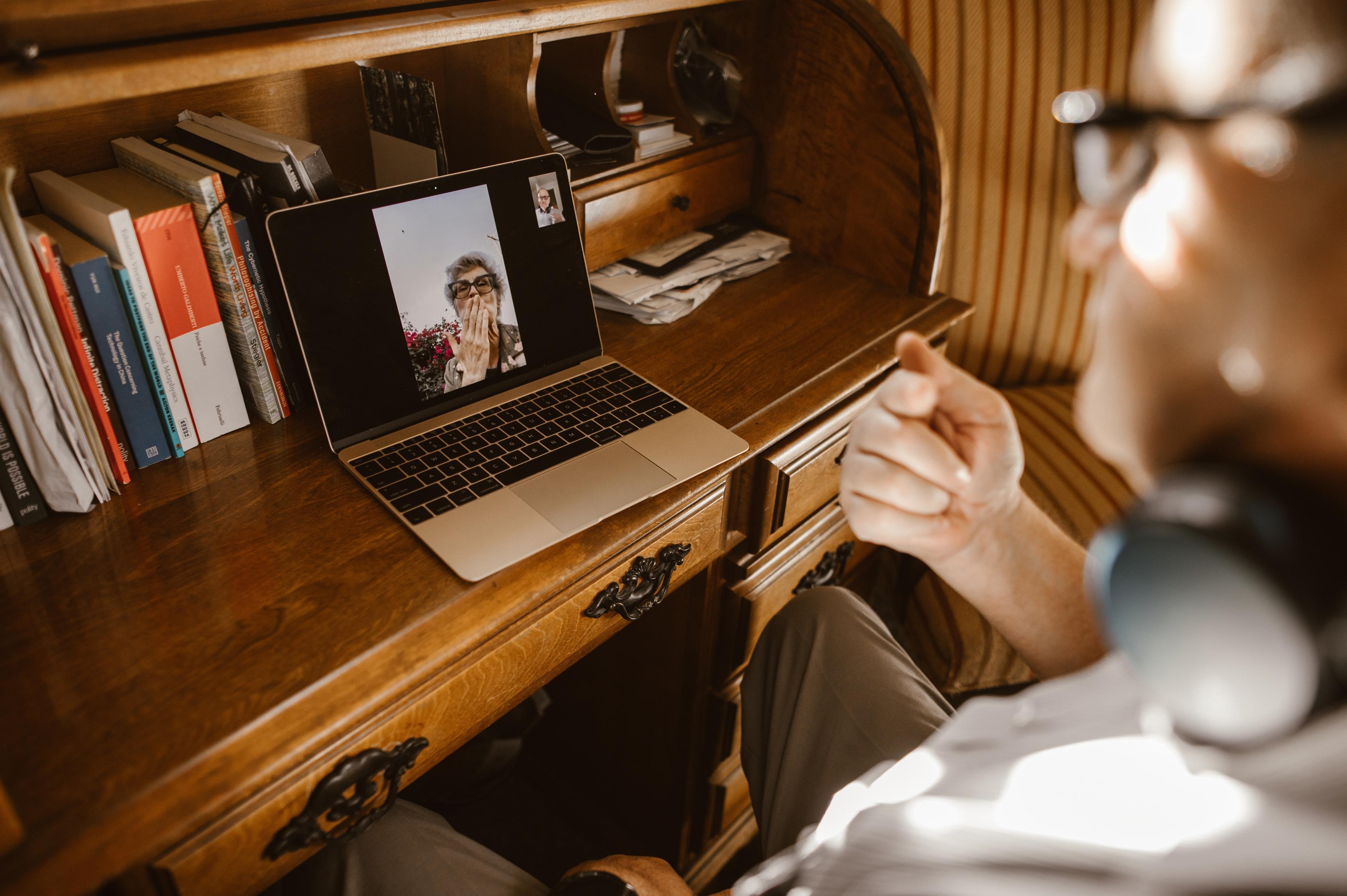 kisses through a video call