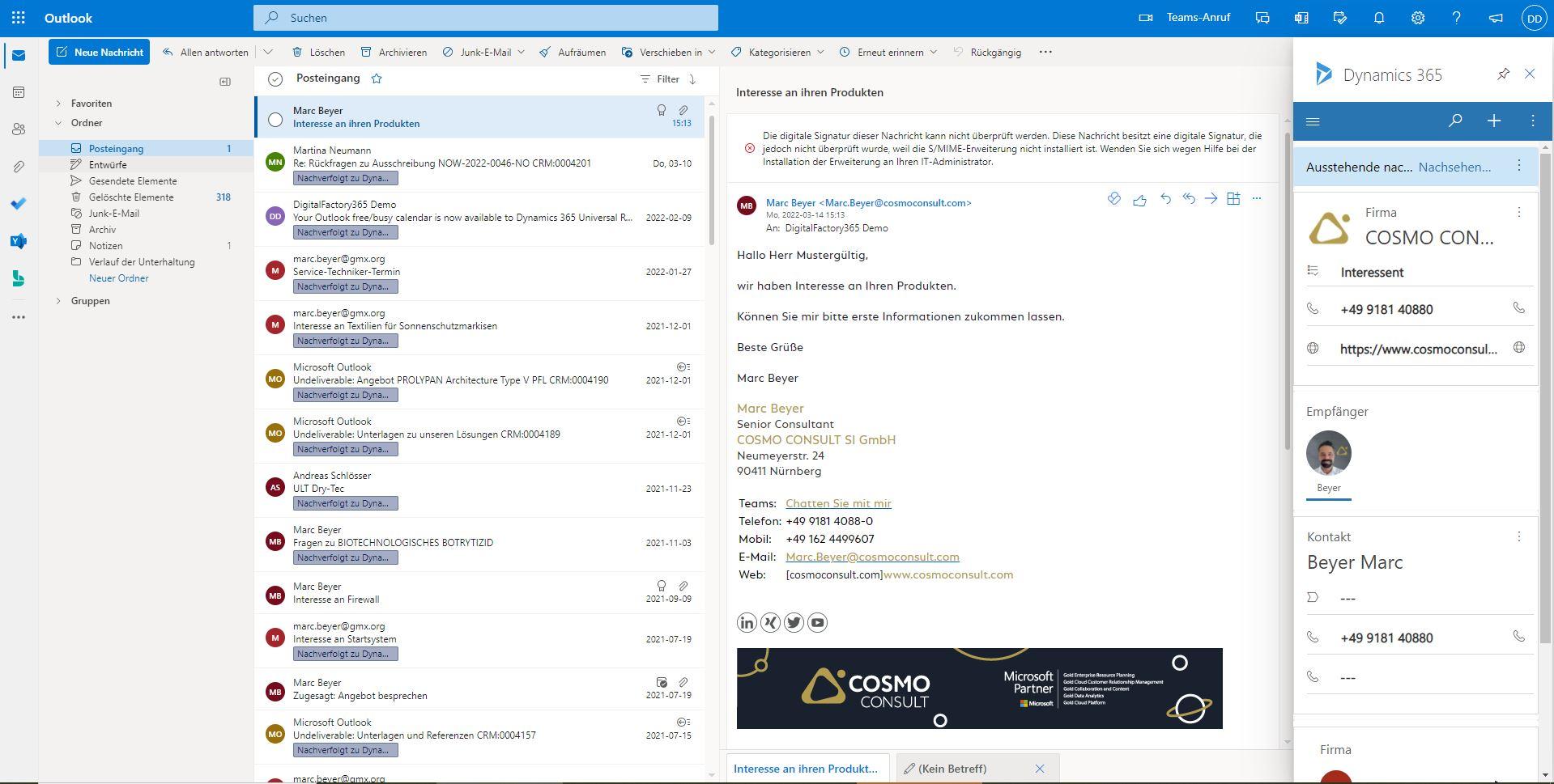 Outlook COSMO Discrete Manufacturing CRM