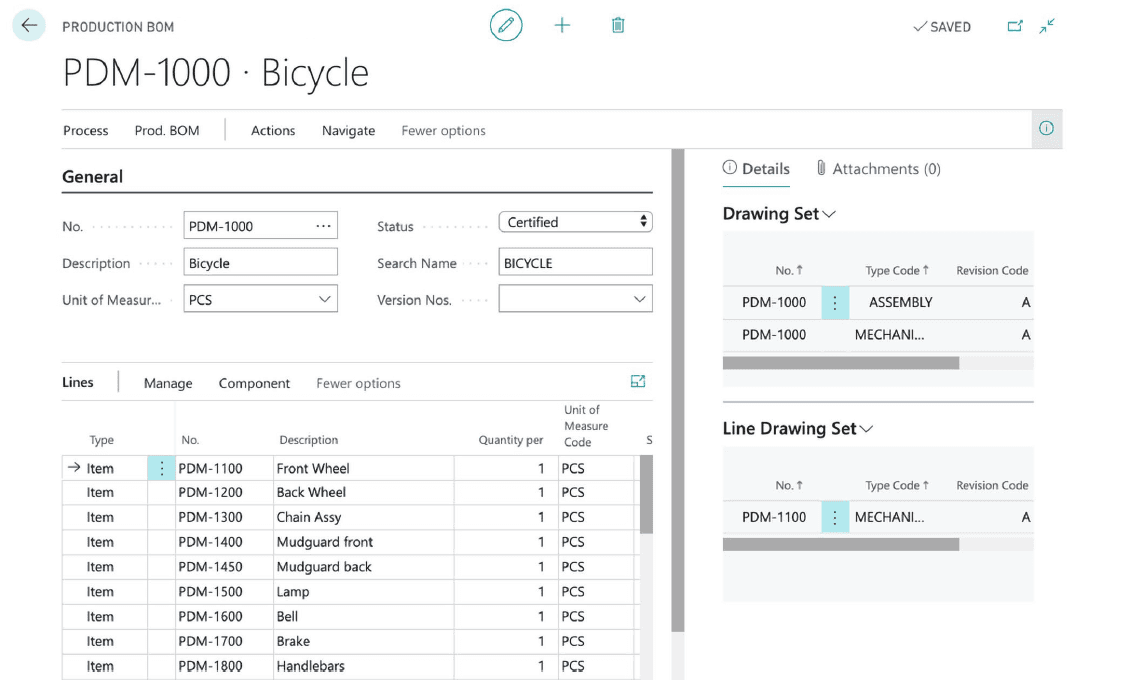 Production BOM COSMO Product Data Management - General