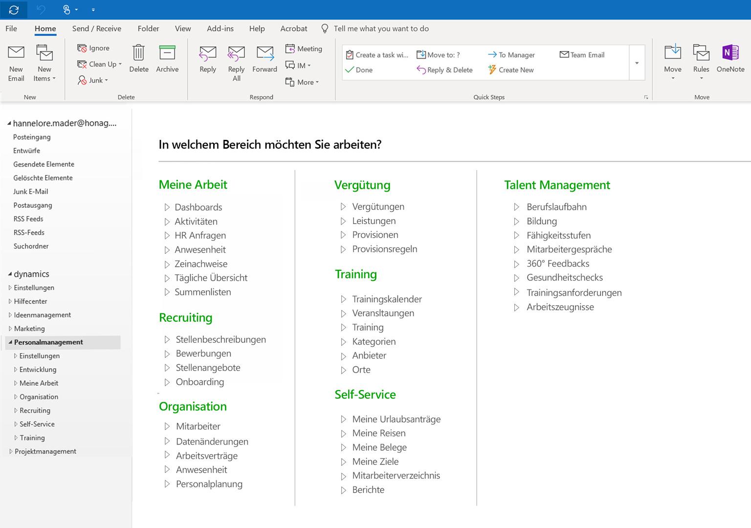 HR in Outlook - In welchem Bereich möchten Sie arbeiten?