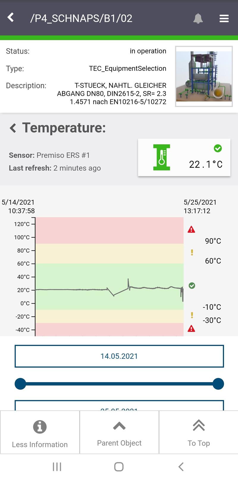 COSMO Smart Asset Detailansicht - Temperaturansicht