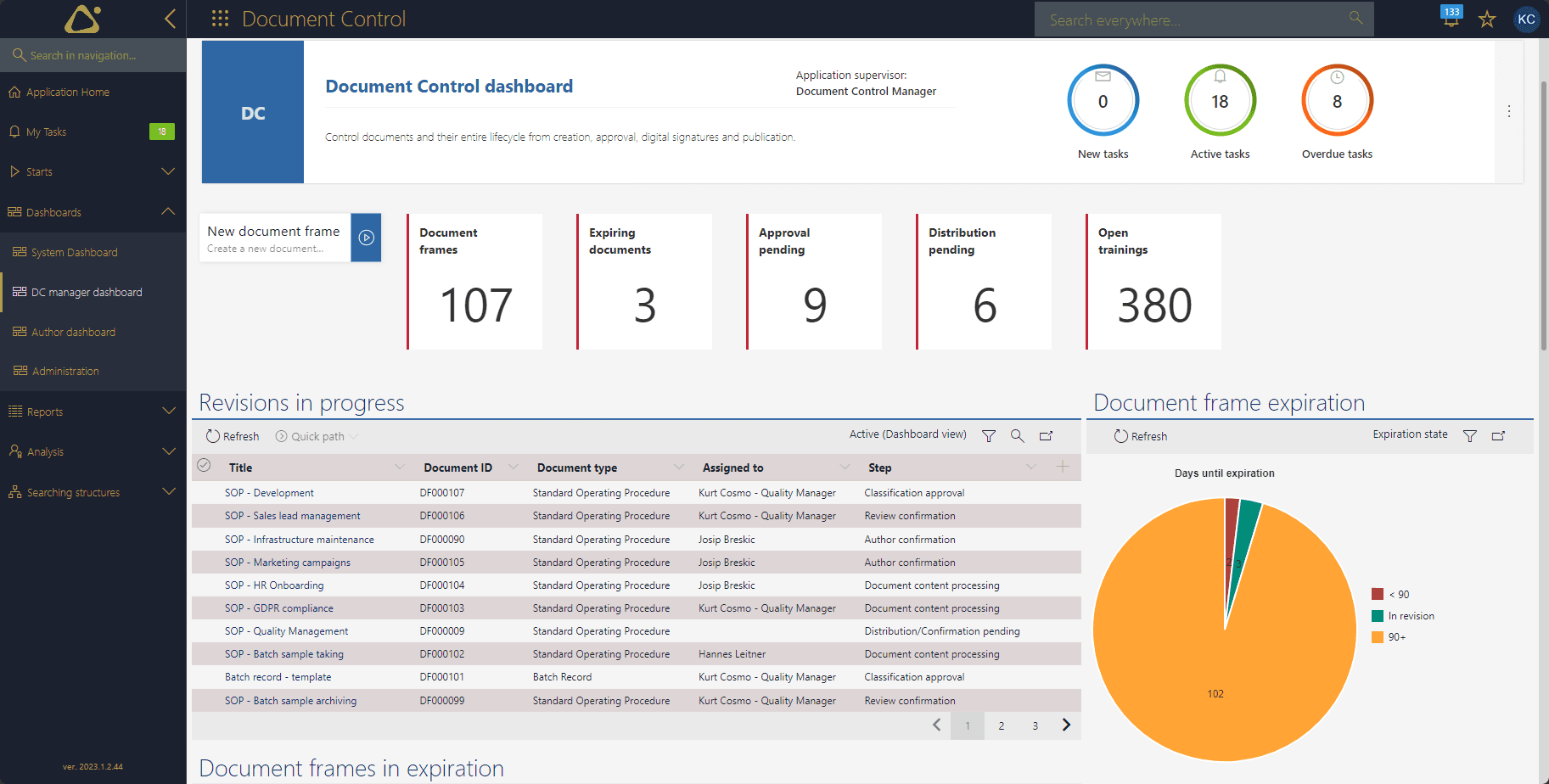 COSMO Document Control Screenshot